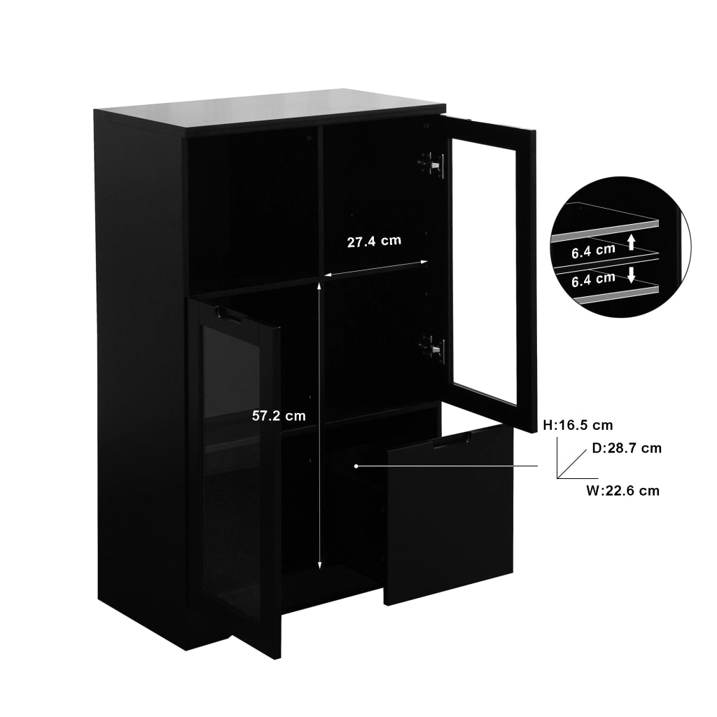 Mobile con Ante in Vetro e Cassetto ¨C MINIMAL ¨C MDF Laccato Nero