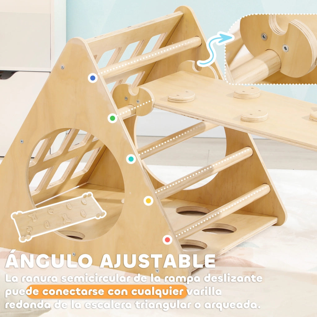 Casetta per Bambini 8 in 1 con Rampa e Scala ¨C Minimal ¨C 175x59,5x60 cm Naturale