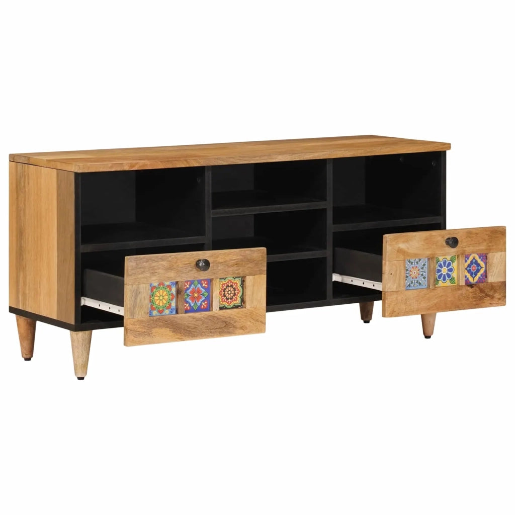 Mobile TV-Credenza per TV Naturale 100 x 33 x 46 cm Legno di mango massello 244501
