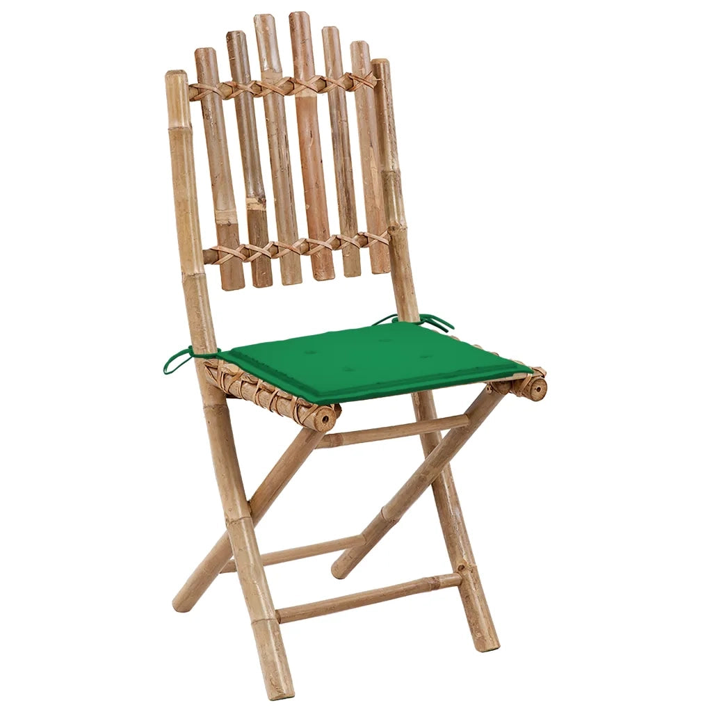 Sedie da Giardino Pieghevoli 2 pz con Cuscini in Bambù 3063992
