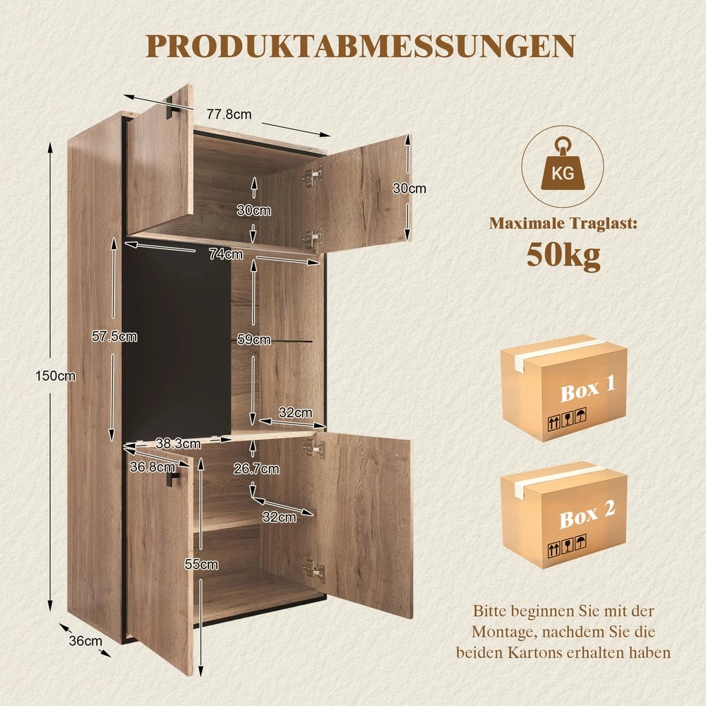 Combinazione Armadio Legno con Ante Scorrevoli e Ripiani ¨C MINIMAL ¨C Nero