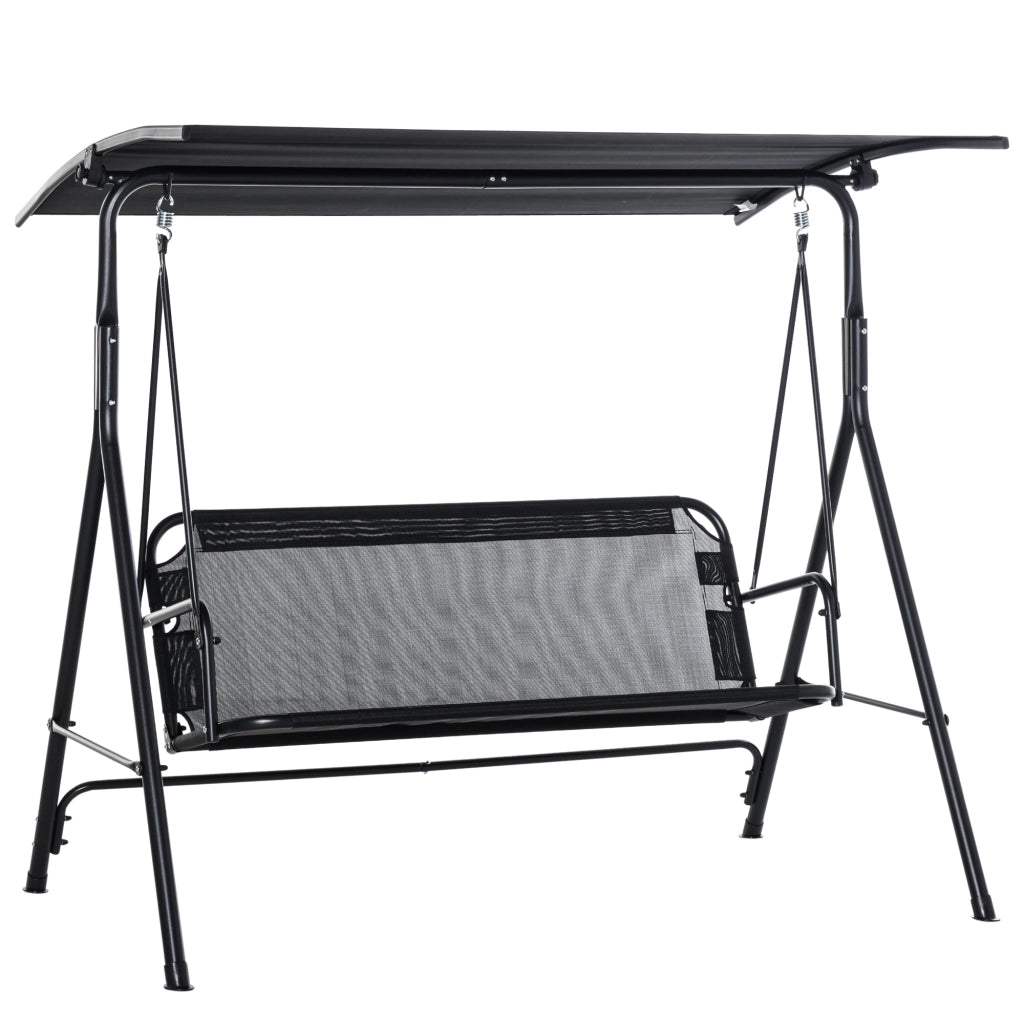 Dondolo 3 Posti da Giardino 172x110x155 cm in Metallo e Textilene Nero