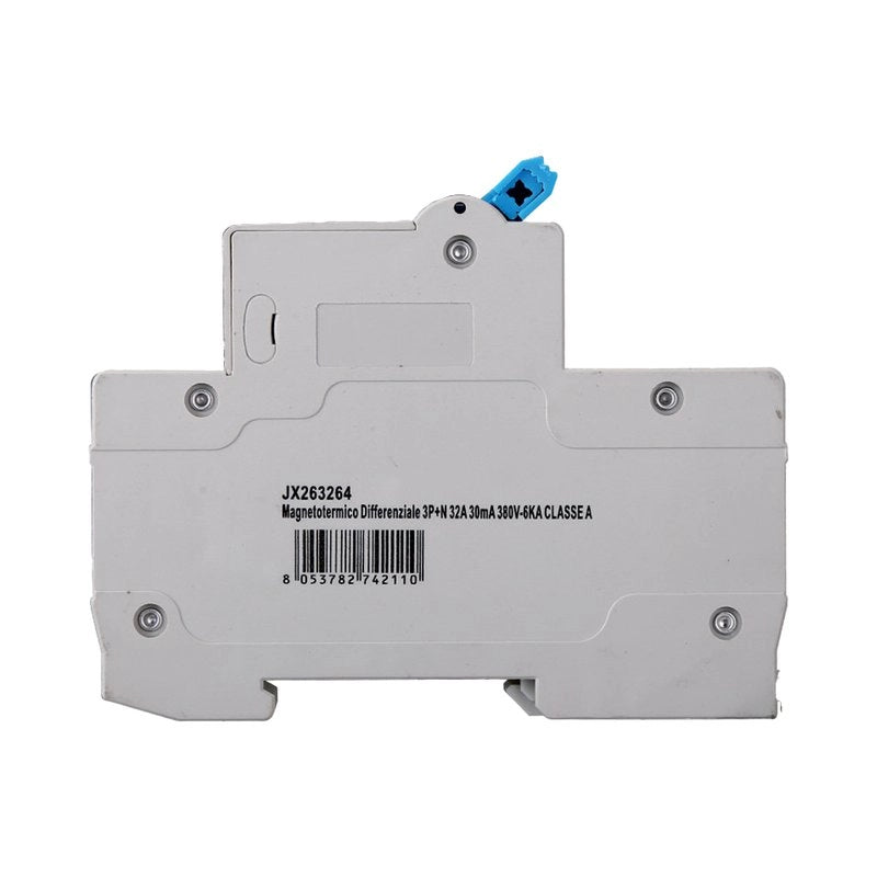 RCBO Interruttore Magnetotermico Differenziale Tipo A Curva C 3P+N 4M 6000A 30mA C32A AC 400V IP20 IEC61009-1