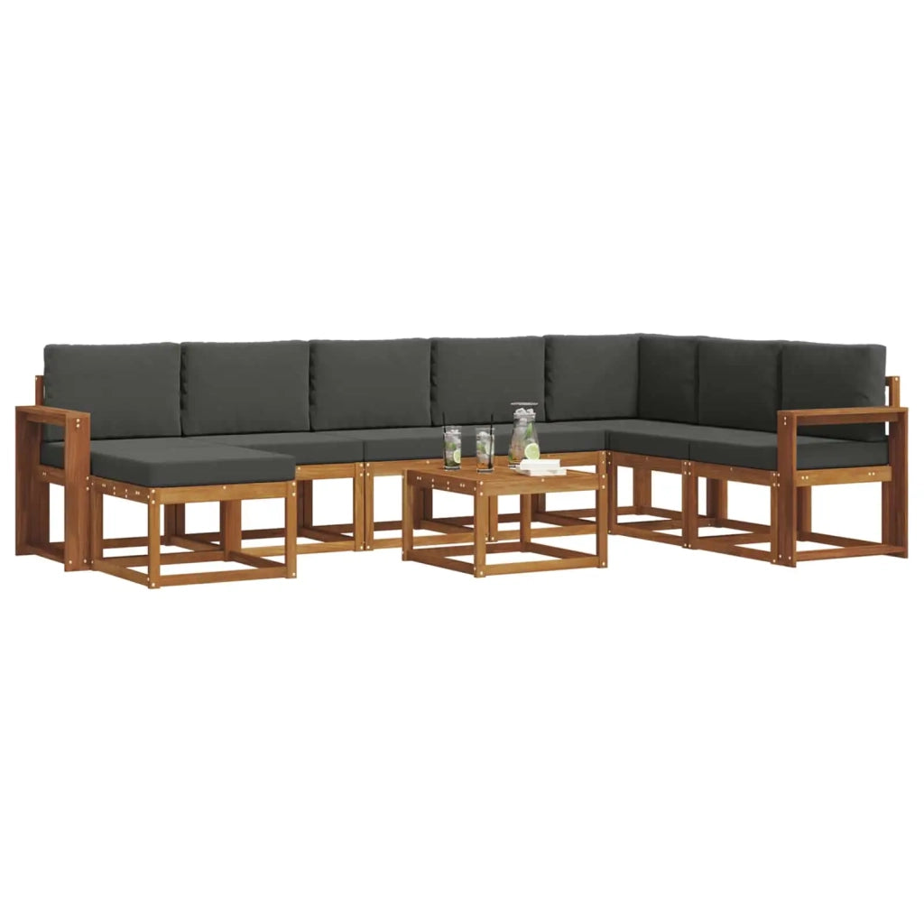 Set di divani da esterno con cuscino 9 pcs Naturale e Antracite 3366855