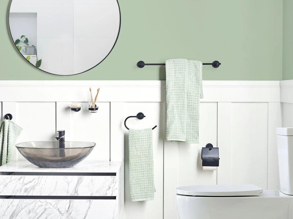 Set di 6 accessori da bagno in alluminio nero opaco con bicchiere e portasapone inclusi Accessori da bagno moderni