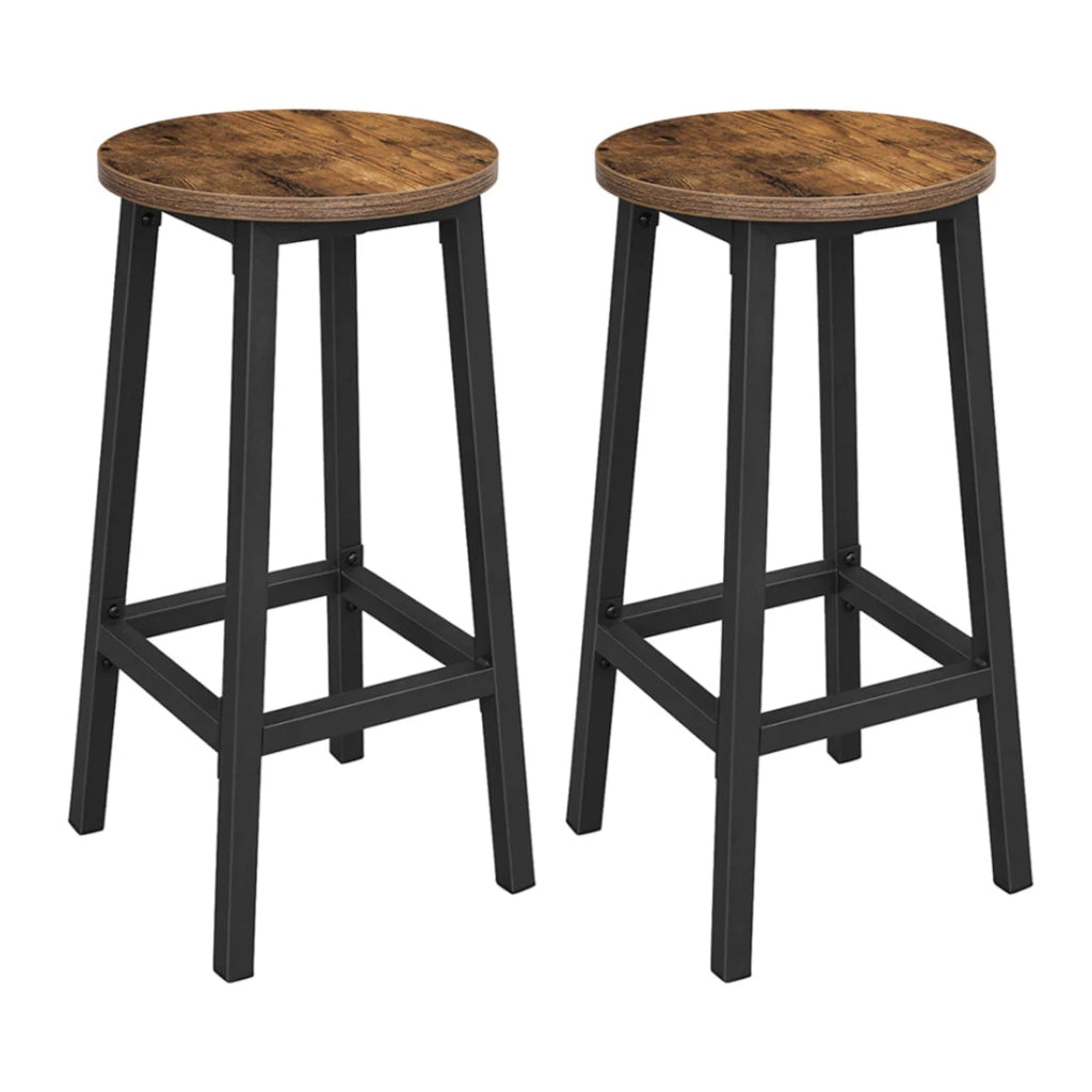 Set di 2 sgabelli alti da bar sedie da cucina struttura in acciaio altezza 65 cm montaggio facile stile industriale marrone 12_0007759