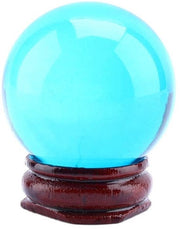 Sfera di Cristallo Naturale 40 mm - Base in Legno - Sfera Genziale - Decorazione per la Casa - Energia Positiva