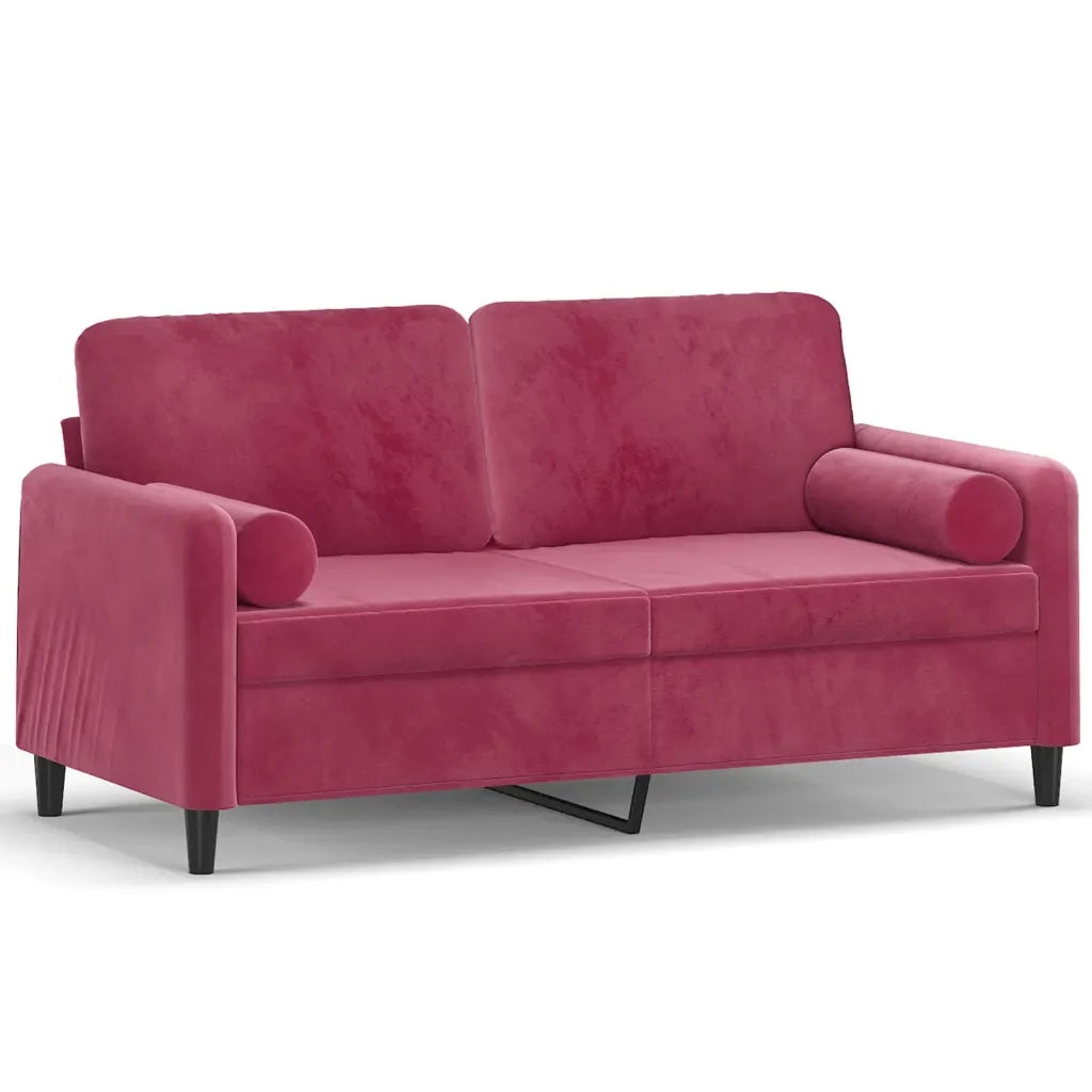 Divano a 2 Posti con Cuscini-Sofa 2 Posti con Cuscini Rosso Vino 140 cm in Velluto 961977