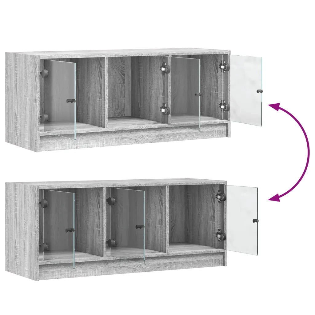 Mobile Porta TV con Ante in Vetro Grigio Sonoma 102x37x42 cm 836411