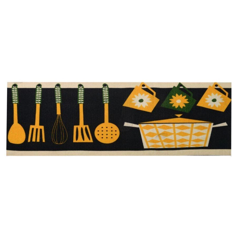 Tappeto pvc cucina giallo nero cm 120x50x0.6