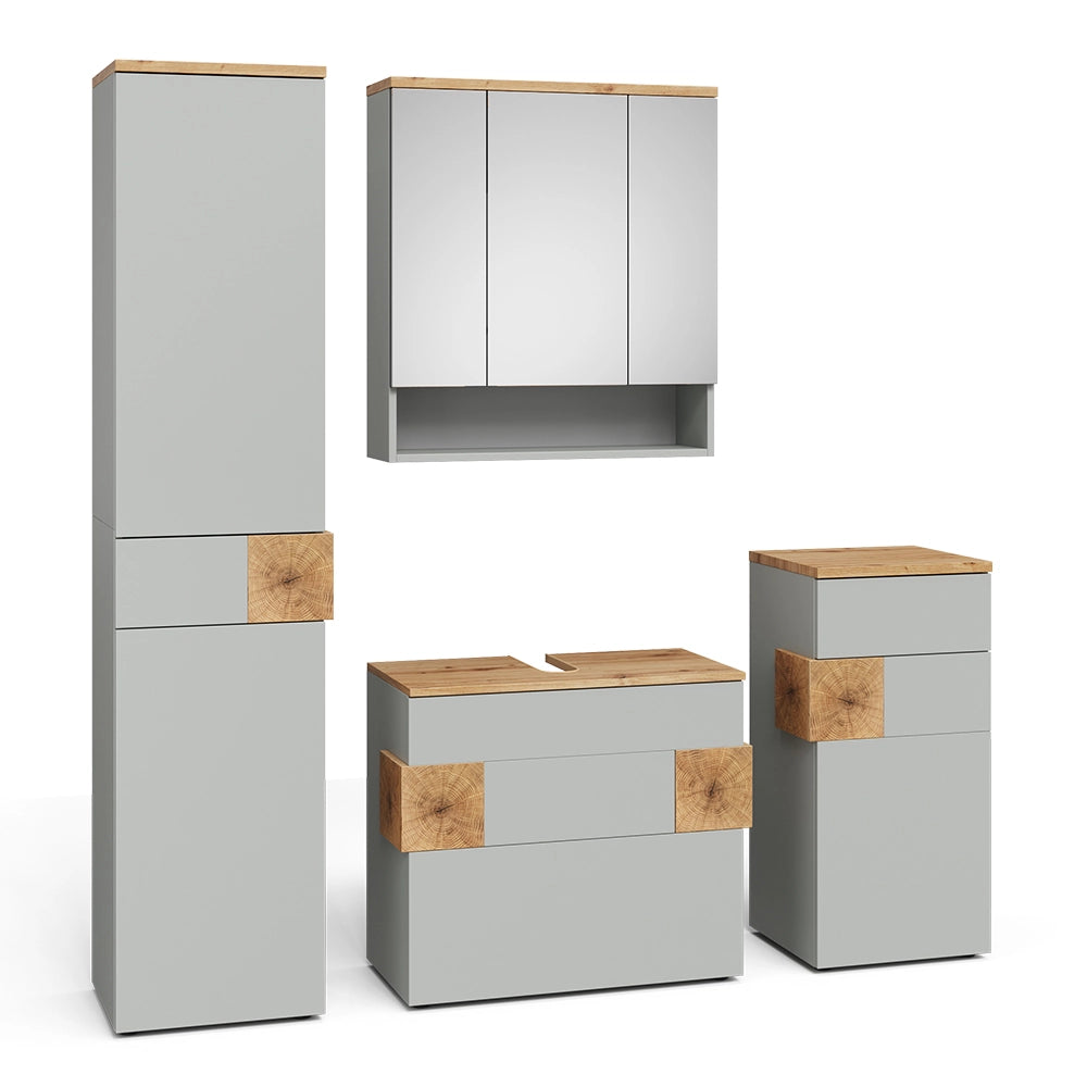 Vicco Set di mobili da bagno Grigio/Artisan 4 parti