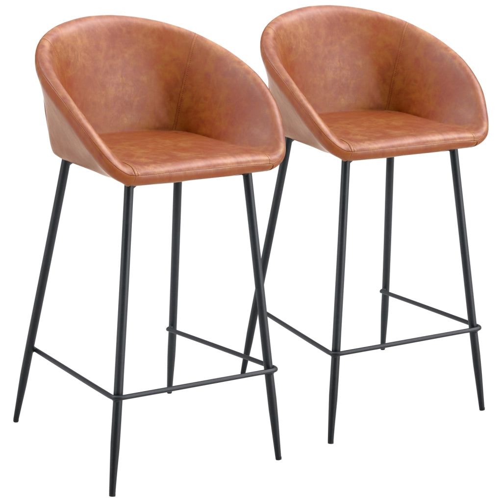 Set di 2 sgabelli da bar ACHILLE in similpelle cognac