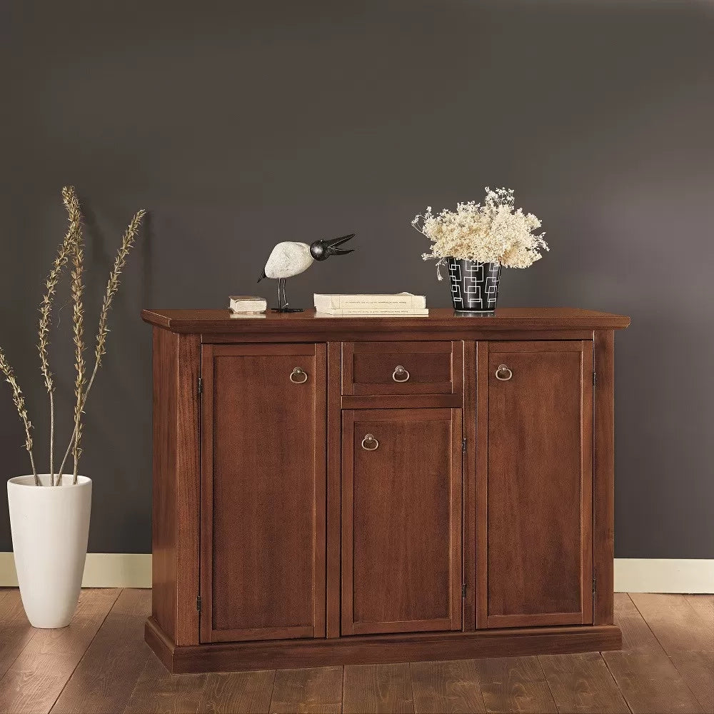 Madia credenza arte povera 3 porte 1 cassetto noce scuro l.120 p.39 h.85 (391) - Mobili 2G