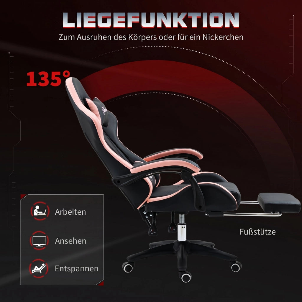Sedia da ufficio con supporto lombare e testiera ¨C zephmum ¨C rosa e nero