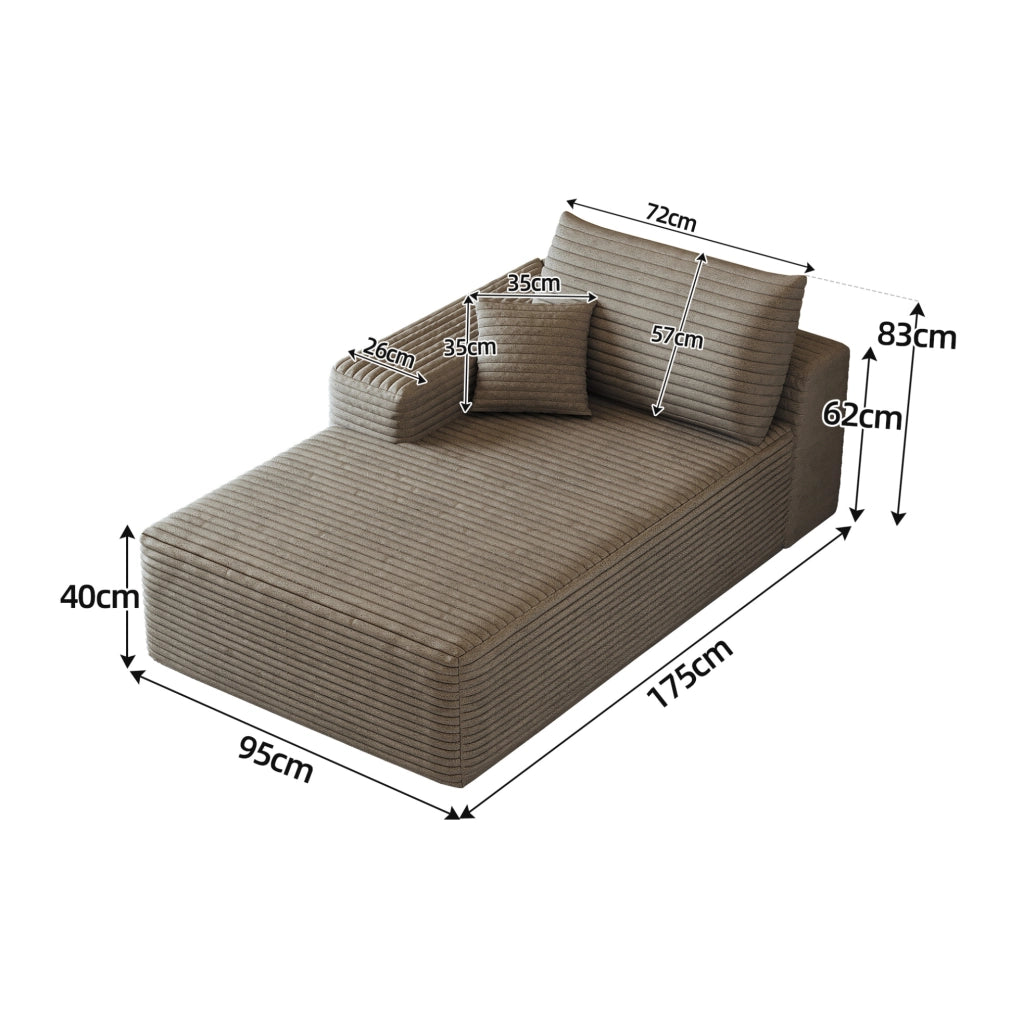 Divano modulare con chaise longue reversibile in tessuto camel
