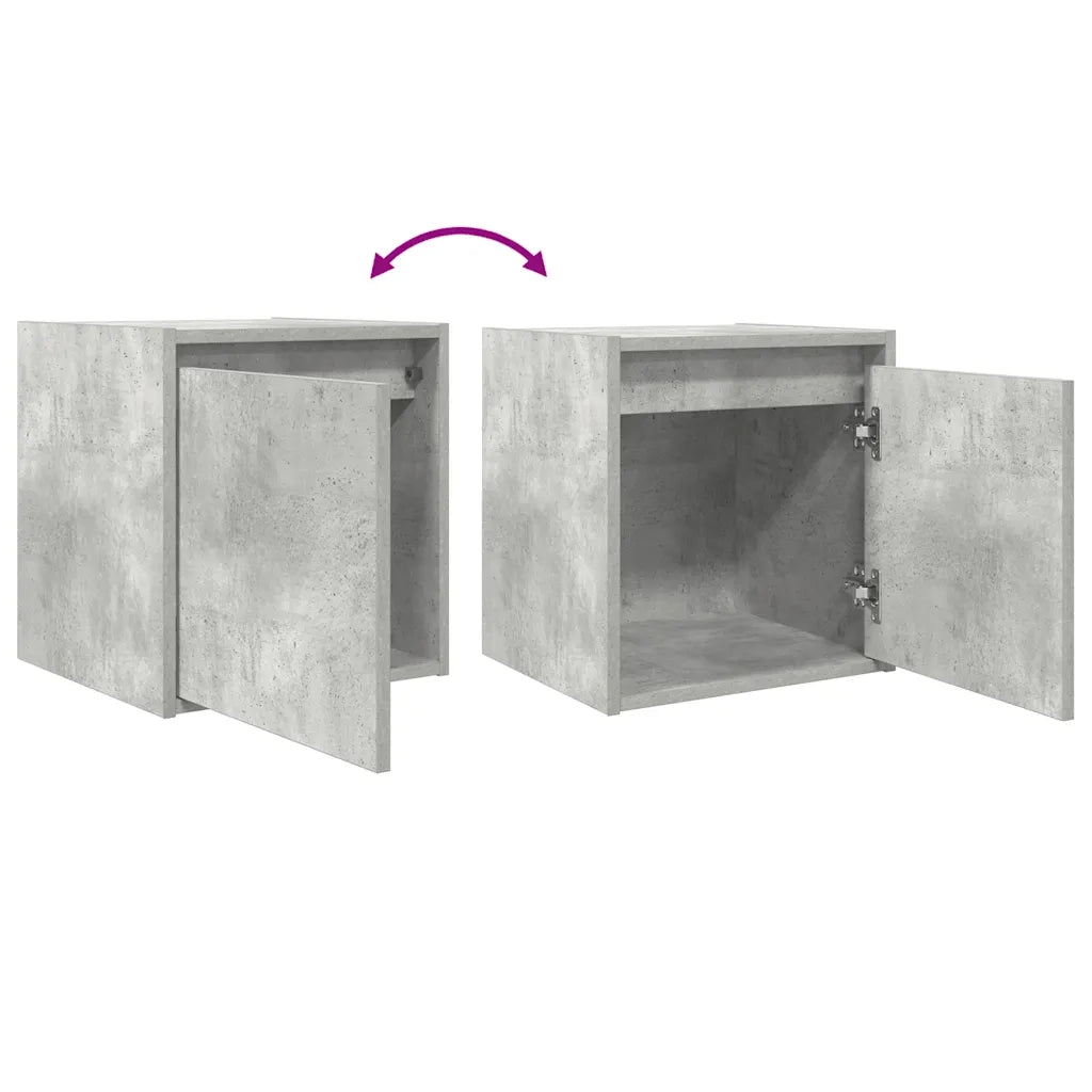 Comodino | Armadio da Notte | Mobiletto da notte a Muro Grigio Cemento 38x34x40 cm