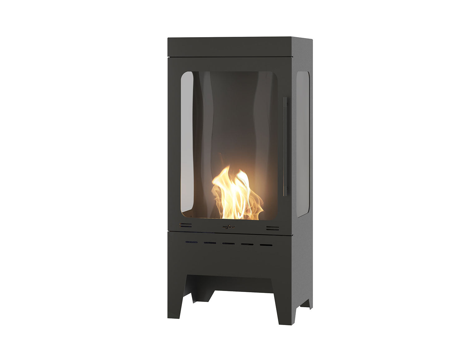 Camino a Bioetanolo da Pavimento 50x110x37,5 cm Incoza 3 Nero con Vetro