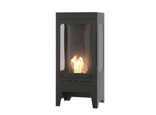 Camino a Bioetanolo da Pavimento 50x110x37,5 cm Incoza 3 Nero con Vetro