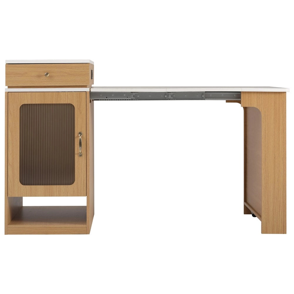 Tavolo da Pranzo Allungabile con Ruote e Piano Rimovibile ¨C MINIMAL ¨C Naturale