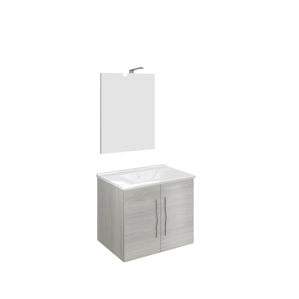 Bathroom composition 61cm , ceramic sink , cabinet and mirror with lamp model Coral 4452
