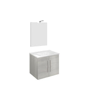 Bathroom composition 61cm , ceramic sink , cabinet and mirror with lamp model Coral 4452