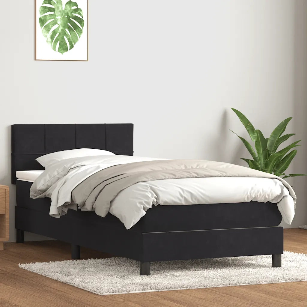 Giroletto a Molle con Materasso Nero 80x220 cm Velluto 3316235