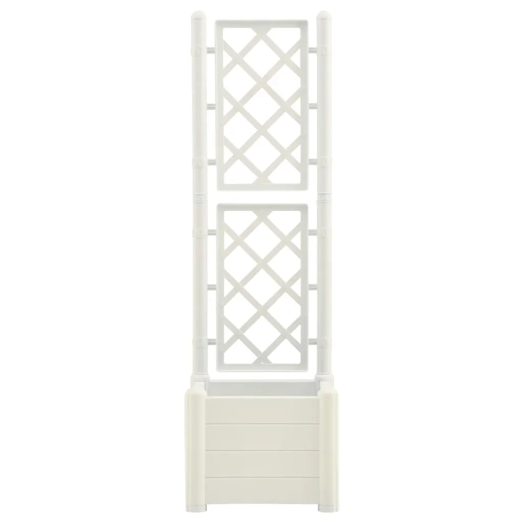 Fioriera da Giardino con Graticcio-Vaso da Esterno-Fioriera con Griglia 43x43x142 cm PP Bianco