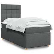 Giroletto a Molle con Materasso Grigio Scuro 100x200 cm Tessuto
