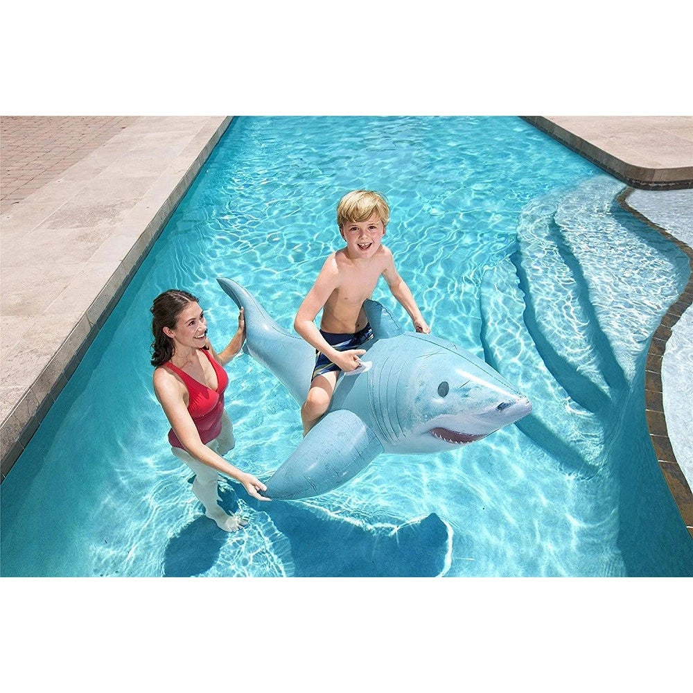 Trade Shop - Cavalcabile Gonfiabile A Forma Di Squalo 3d Con Maniglie 183x102cm Piscina 41405 -