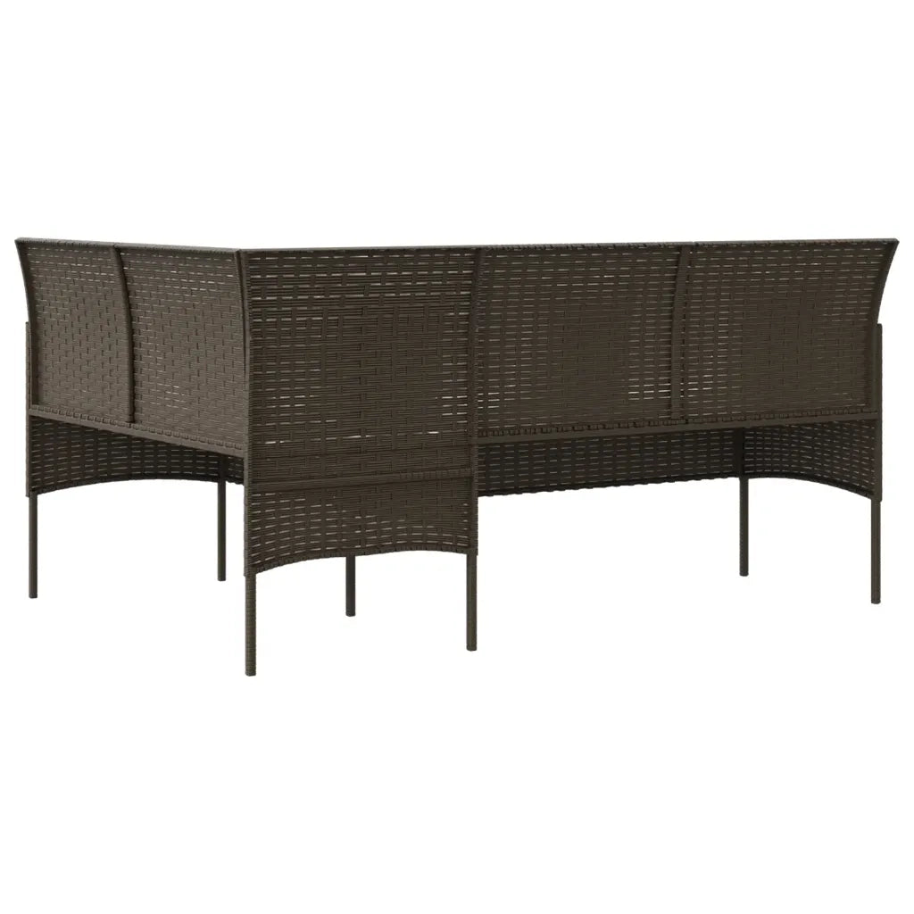 Divano a Forma di L con Cuscini in Polyrattan Marrone cod mxl 71040