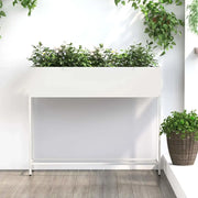 Vaso da Giardino Rialzato Bianco 100 x 26 x 82 cm Acciaio 865877