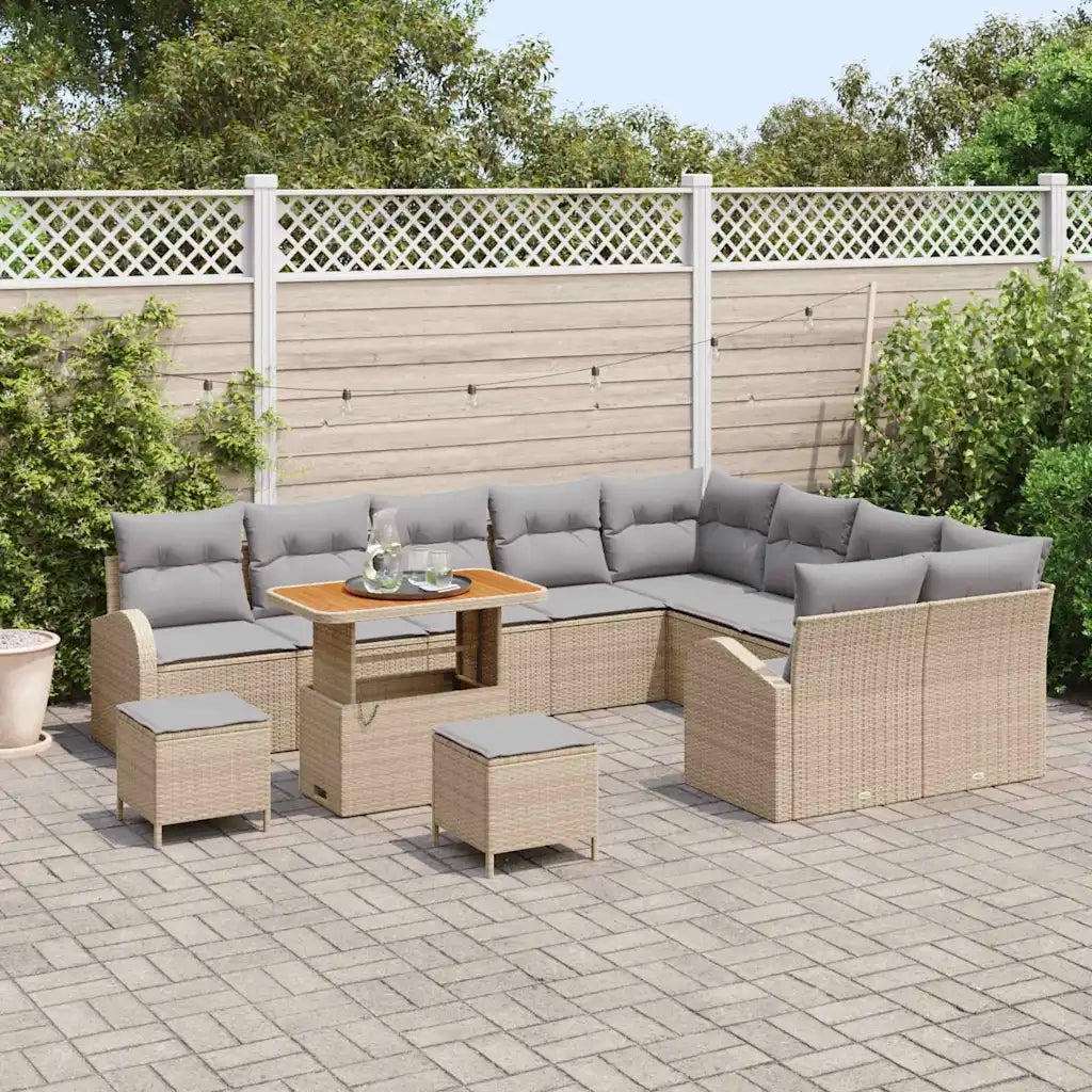Set Divano da Giardino con cuscino 12 pcs Beige e Grigio Chiaro