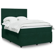 Giroletto a Molle con Materasso Verde Scuro 140x200 cm Velluto