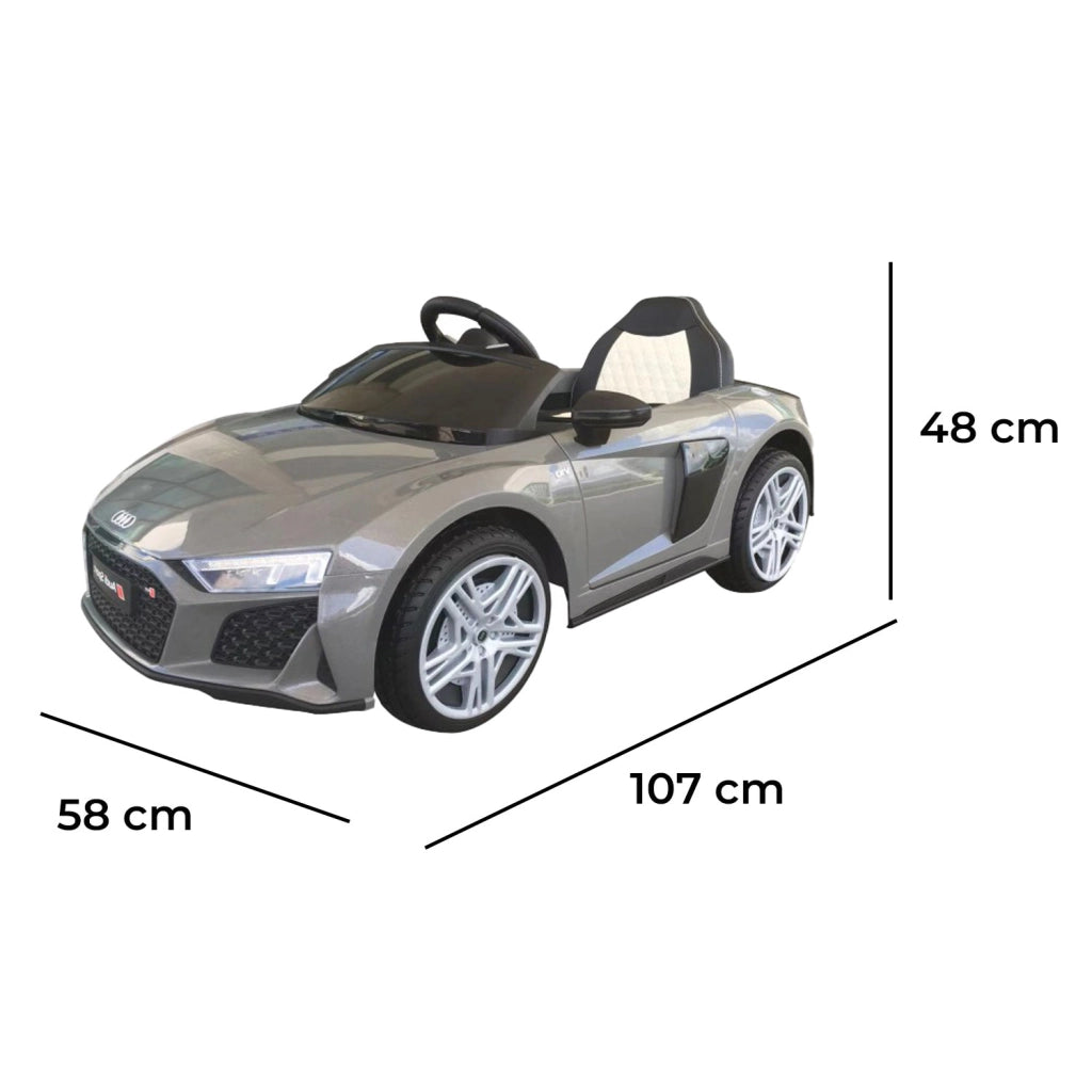Macchina Elettrica per Bambini 12V Licenza Ufficiale Audi R8 New Spyder con Telecomando e Sedile in pelle Grigio