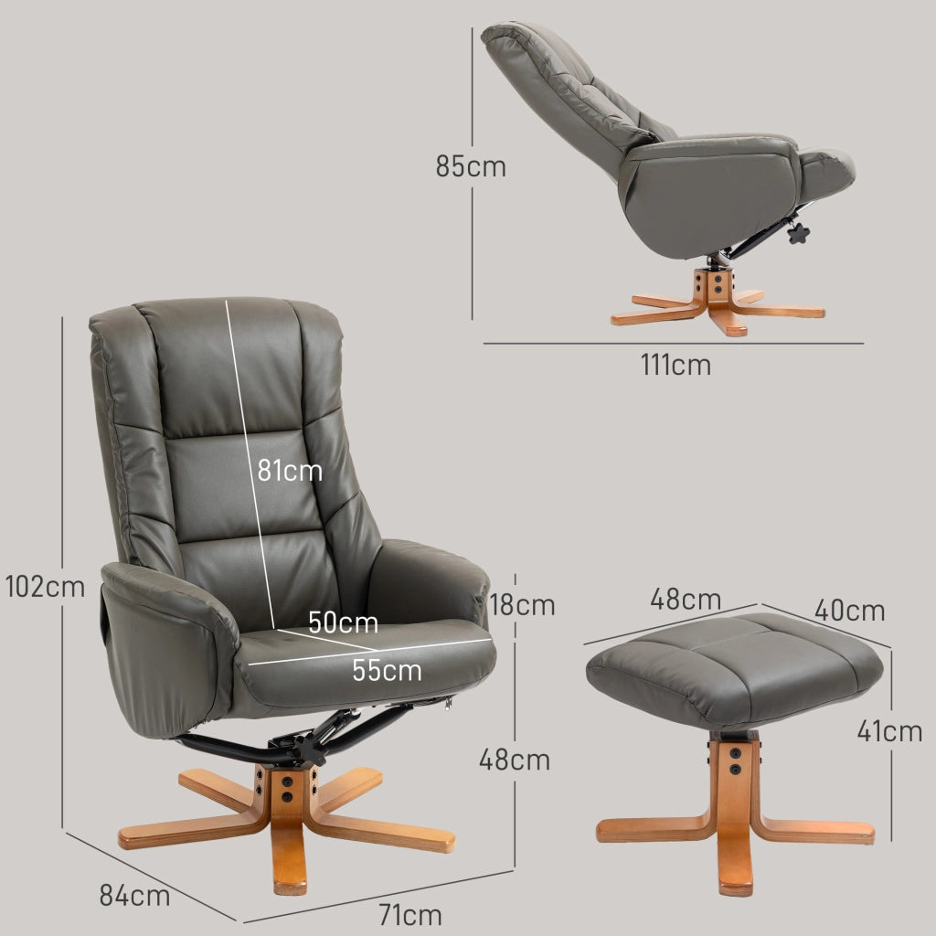 Poltrona Relax Reclinabile Massaggiante con Poggiapiedi ¨C Zephmum ¨C Grigio Velluto
