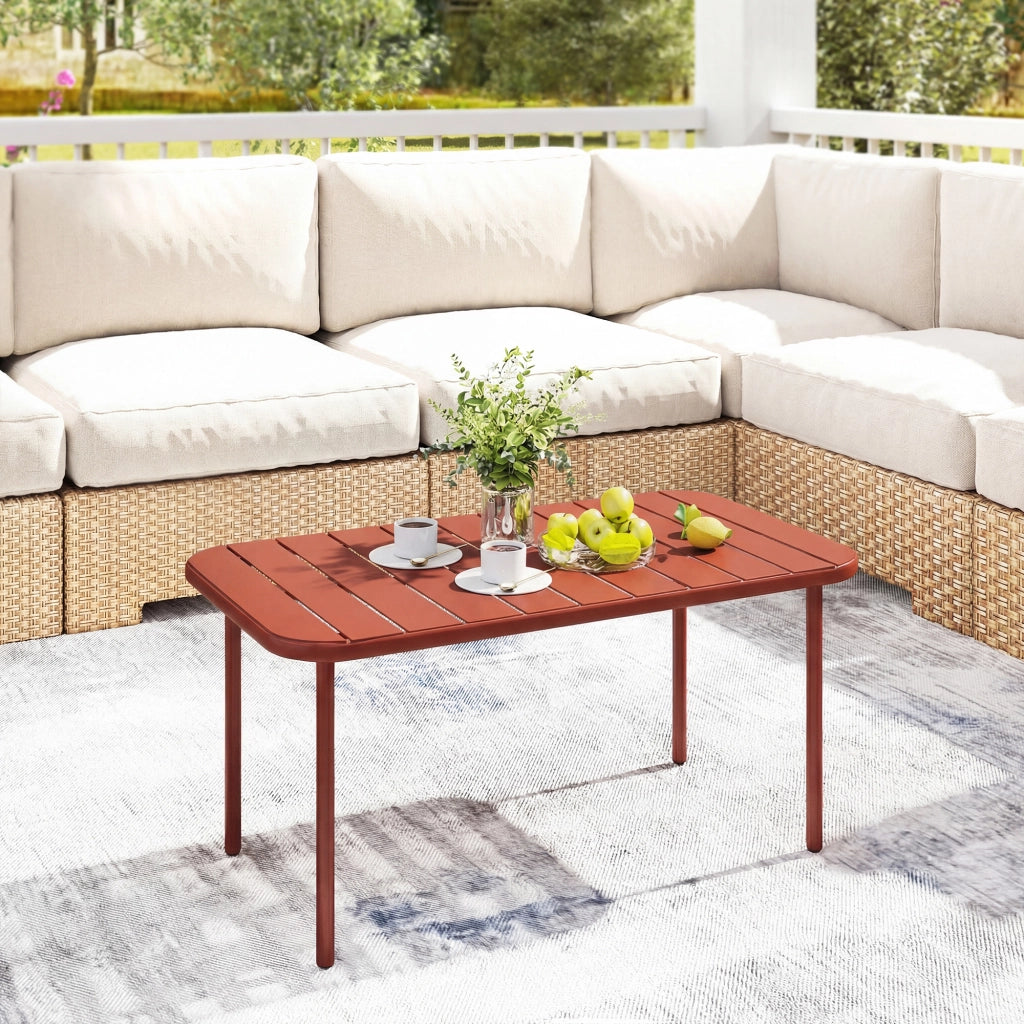 Tavolo da giardino ¨C zephmum ¨C rosso, acciaio galvanizzato, 90x50x43 cm