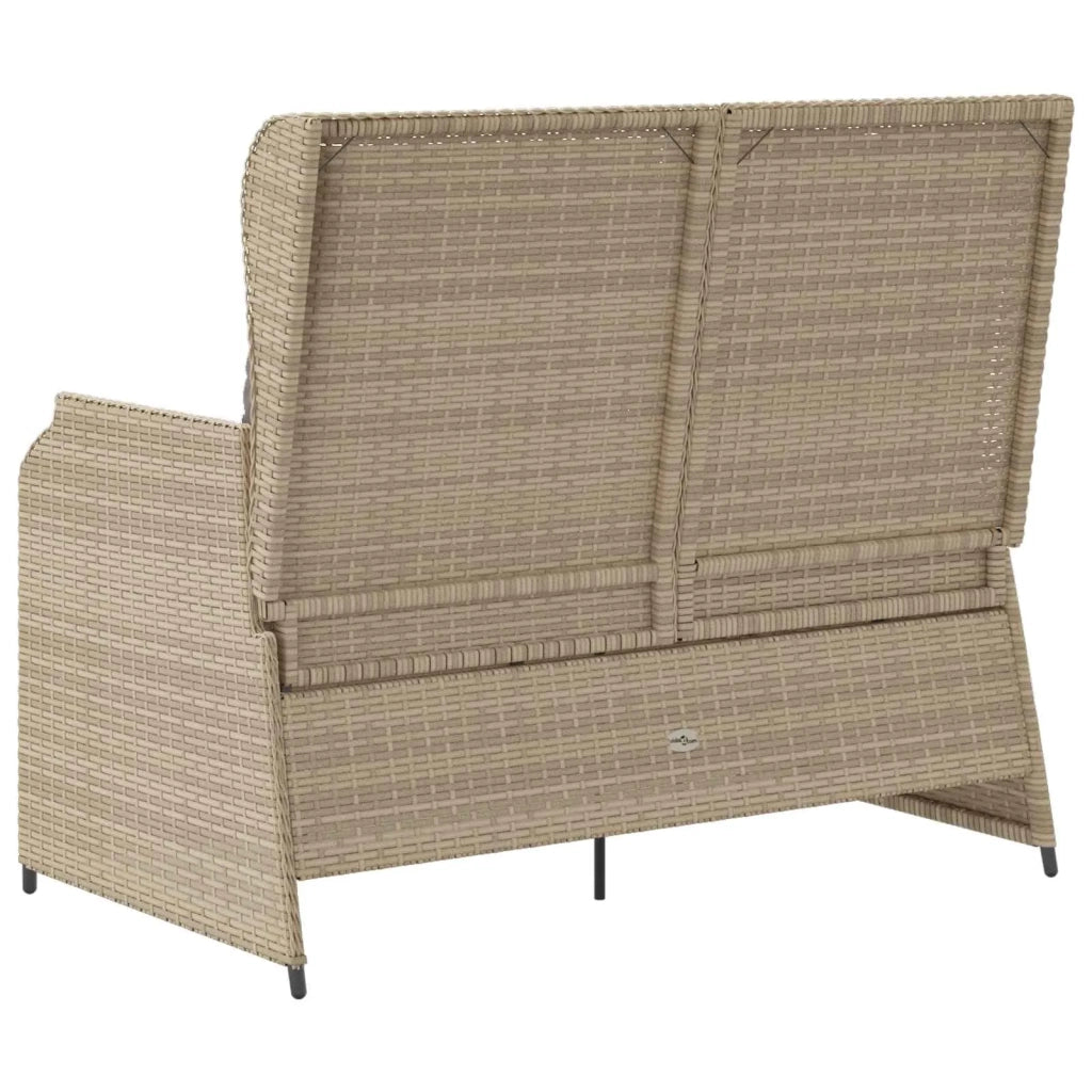 Panchina da giardino con cuscino Beige e grigio polyrattan