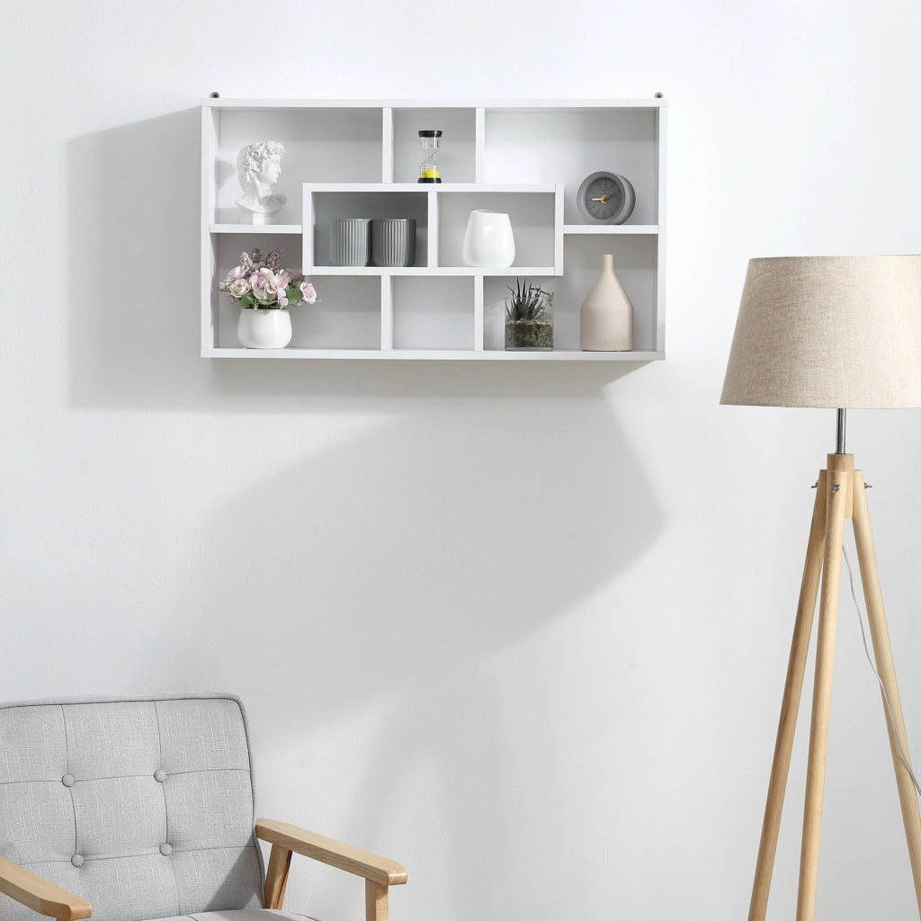Libreria a Parete con 8 Cubi ¨C zephmum ¨C Bianco 85x14.5x47.5 cm