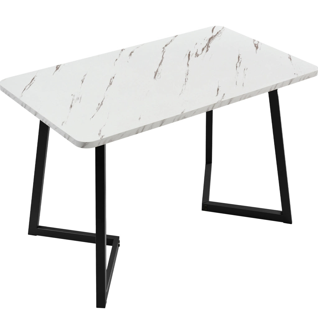Tavolo da pranzo 117x68x75 cm in MDF con effetto marmo; bianco e nero