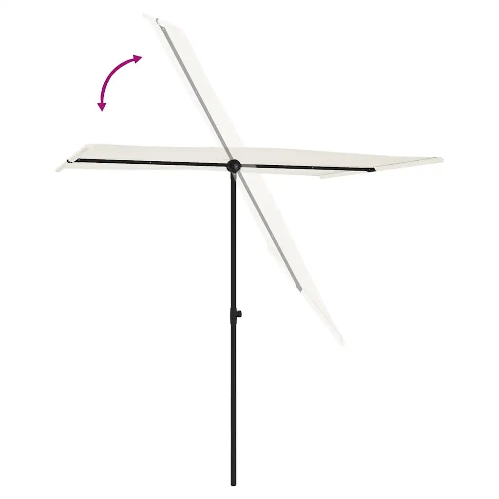 Ombrello | Parasolne da Giardino Palo in Alluminio 2x1,5 m Bianco Sabbia