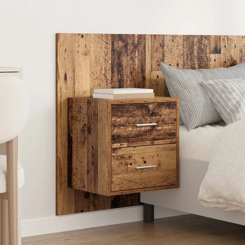 Testiera | Testata con Comodino 3 pcs Legno vecchio Legno multistrato