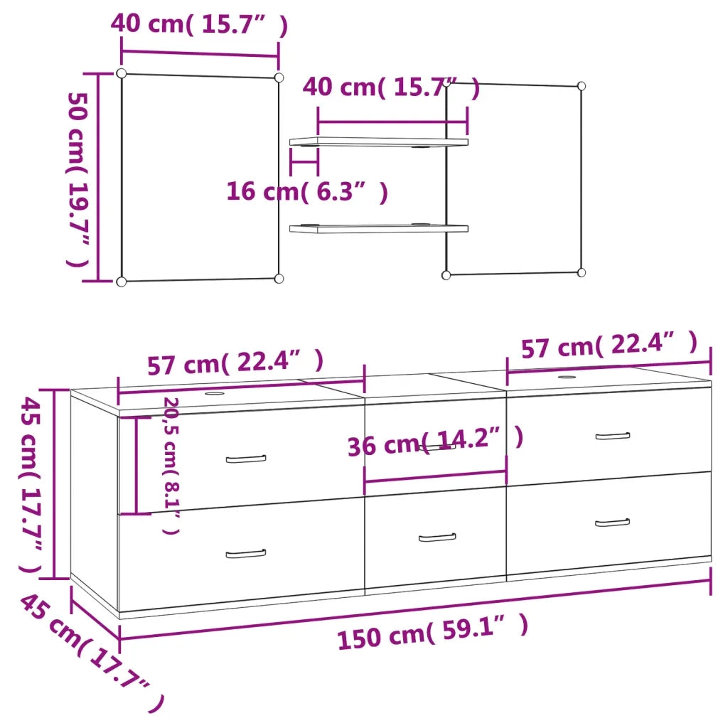 Set Mobili da Bagno | Armadio da bagno 5 pz Nero in Legno Multistrato