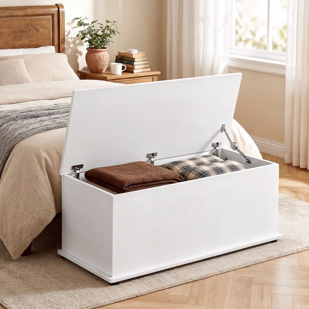 Cassapanca Contenitore Multiuso in Legno ¨C Zephmum ¨C Bianco 100x40x40cm