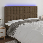 Testiera a LED-Testata con LED Marrone scuro 200x5x118/128cm in Tessuto 104890