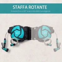 DURHAND Avvolgitubo Automatico a Parete con Tubo da 10 m, in Plastica e PP, 28x14x34 cm, Nero e Azzurro