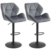 Sgabello da Bar Imbottito 2 Pezzi ¨C Minimal ¨C Grigio Tessuto Velluto Metallico