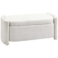 Panchina con Spazio di Archiviazione Panca per Corridoio, Imbottita, 105 cm x 44 cm x 45.5 cm, Crema e Beige