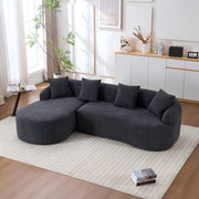 Divano angolare modulare curvo con chaise longue sinistra in chenille senza montaggio grigio scuro 243 × 150 × 67 cm