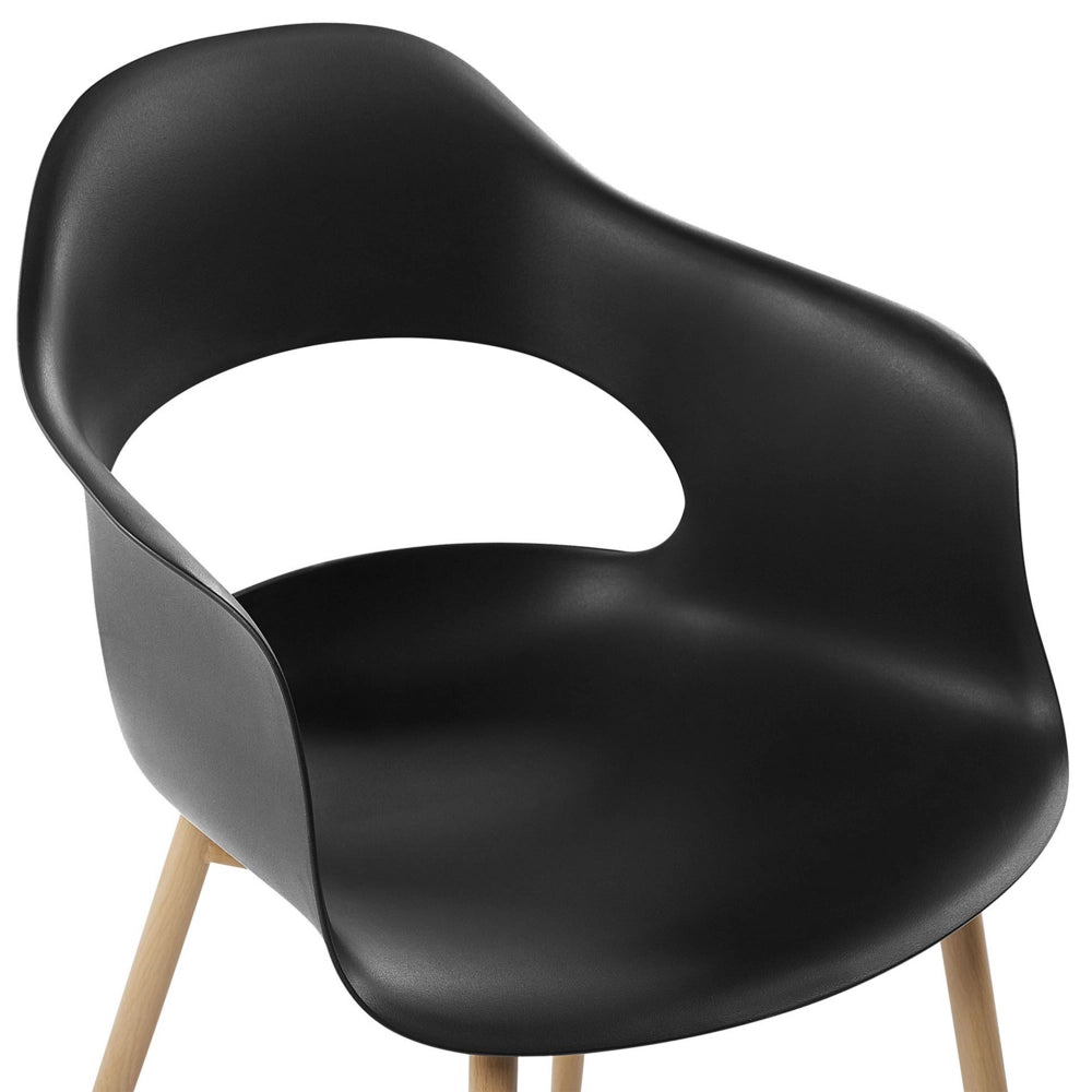 Set di 2 sedie da pranzo in materiale sintetico Nero con gambe eleganti decorative