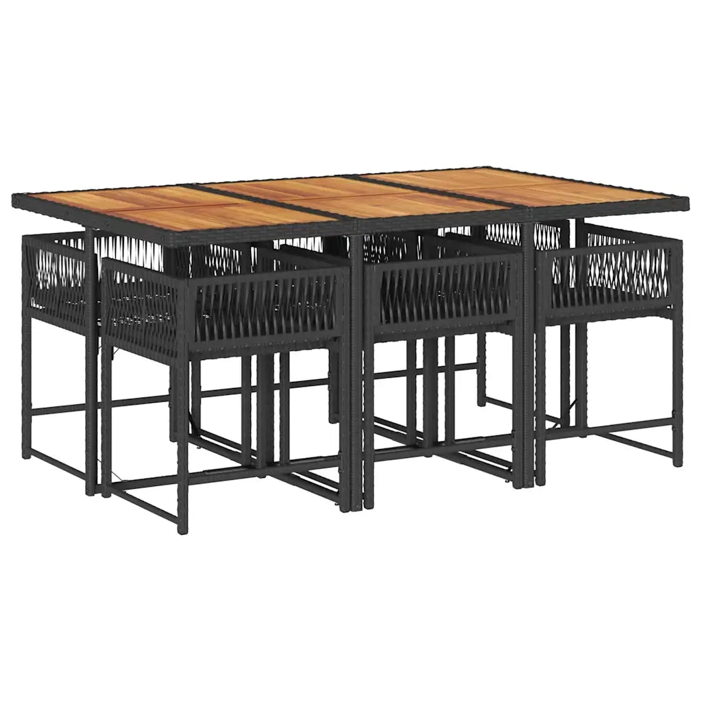 Set da Pranzo da Giardino 7 pz Nero con Cuscini in Polyrattan 3211455